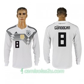 Camisolas de Futebol Alemanha Gundogan 8 Equipamento Principal Copa do Mundo 2018 Manga Comprida